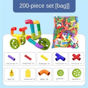 MODAQUICK การก่อสร้าง บล็อกสร้างท่อน้ำ ออกแบบโดยดีไซเนอร์ อิฐทำเอง บล็อกตัวต่อท่อ Enlightening โมเดลของเล่นจำลอง ท่ออุโมงค์ประกอบ ของเล่นเพื่อการศึกษา