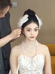 IKAN Jepitan Rambut Bulu Angsa Putih / Hiasan Kepala Pertunjukan Danau Angsa / Jepitan Rambut Kostum Angsa Cosplay Peri Super