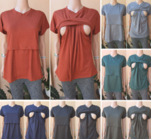 Katy Nursing/Breastfeeding Tops V-NECK Blouse - NEW ARRIVAL