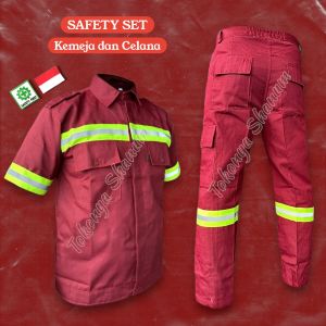 SETELAN Grosir Wearpack safety scotlight / katelpak safety / seragam kerja proyek / Baju bengkel Pendek