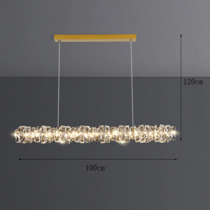 Long LED Ceiling Chandelier Luxury Crystal Pendant Light Cafe Living Room Restaurant Design Art Lamp Modern Ceiling Chandelier