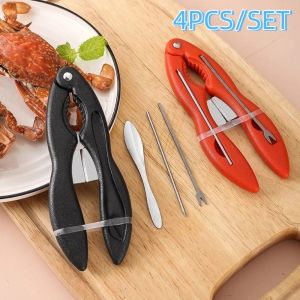 LINSBAYWU 4Pcs Stainless Steel Crab Leg Forks Pick Sets Plastic Efficient Lobster Shellers Sturdy Labor-saving Crab Cracker Kitchen Accessories