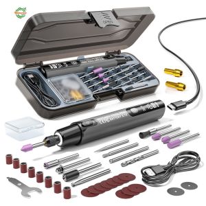 Mini Electric Rotary Tool with Digital Display 6-Speed Adjustable Cordless Engraving Pen for Automotive DIY Car Repair and Maintenance