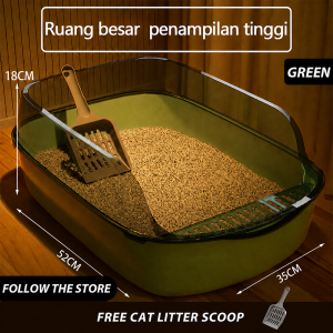 Cat Litter Box Kitten Litter Box Cat Toilet Large Capacity Cat Litter Pan With Strainer And Scoop