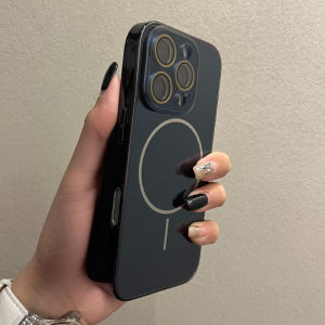 Luxury Plating Glass for Magsafe Case for iPhone 16 17 Pro Max Original Magnetic Charging Cover for iPhone 13 12 14 15 Pro Max