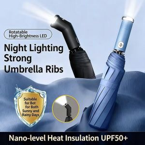SQMETR Dual-use LED Flashlight Umbrella Night Light Multifunctional Folding Umbrella Windproof Automatic Umbrella Outdoor
