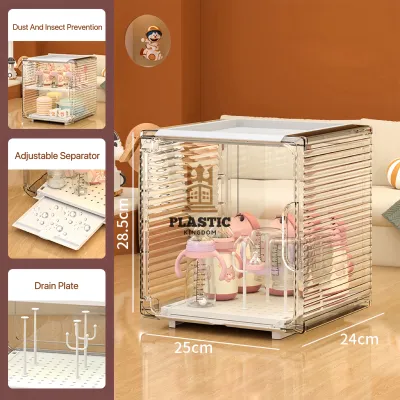 Luxurious Baby Cutlery Storage Box Dust-Proof Insect-Proof Baby Bottle Food Tools Milk Powder Box Drain Cabinet Rack