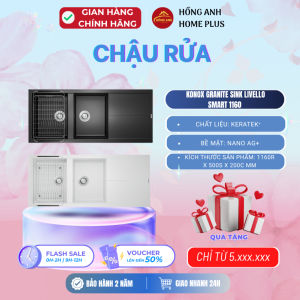 Chậu rửa bát đá Konox Granite Sink Livello Smart 1160 lắp dương keratek⁺ với thành phần thạch anh