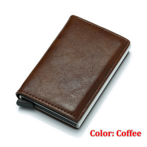 ใหม่ผู้ถือบัตรเครดิตกระเป๋าสตางค์ผู้ชายผู้หญิงโลหะ RFID ปิดกั้นวินเทจกระเป๋าอลูมิเนียมหนัง PU ธนาคารผู้ถือบัตรกรณีการป้องกันกล่องบัตร