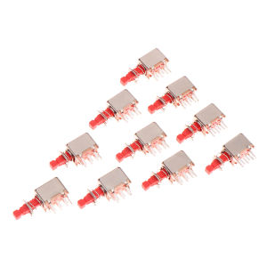 YAFEN 10Pcs A03 Right Angle PCB Latching Push Button Switch DPDT Double Pole 6 Pin Self-locking Key Power Switches
