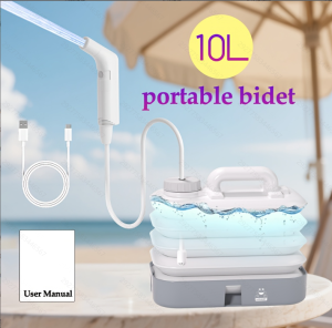 【Extra Long 79inches】Portable Bidet Sprayer With 10L Collapsible Bucket Rechargeable Electric Bidet for Travel Camping & Home 2 Pressure Modes Handheld Bidet for Women& Men Personal Cleaning Toilet Sprayer Xmas Thanksgiving New Years Gift For Family &