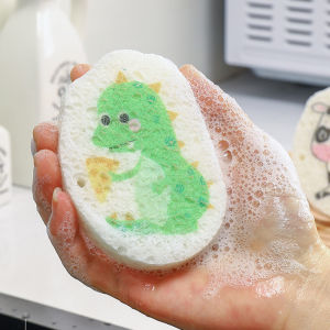 Cartoon Compressed Pop-Up Non-Stick Sponge: A Home Utility Dish Washing Scrubbing Plate