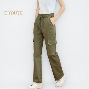 Eyouth 10165 Women Straight-Leg Drawstring Cargo Pants