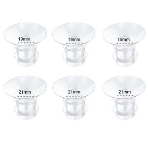 6 cái mặt bích chèn 19/21 Mét Tương thích với Medela/Spectra/Elvie/momcozy/tsrete/liễu/kissbobo/mommed/bellaaby Breastpump 24 Mét vú lá chắn/mặt bích. Giảm đường hầm niple 24mm xuống 19/21mm3PC/mỗi