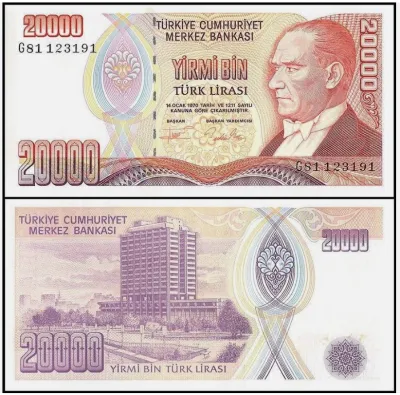 [Loh Banknote] Turkey 20000 Lira 1970 P-202 (Used) D24 590435
