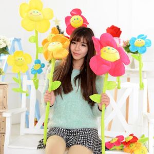 GOFIDIN 65ซม. ค่ะ การ์ตูนลายการ์ตูน ของขวัญสำหรับเด็ก ความคิดริเริ่มสร้างสรรค์ การจำลองแบบจำลอง ดอกทานตะวันยิ้ม ดอกไม้ยิ้มดอกไม้ ดอกทานตะวันผ้าพลัฌ ตุ๊กตาผ้าพลัฌ