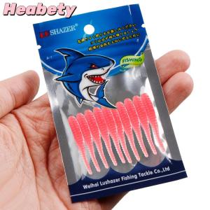 Heabety 10pcs 35mm 0.3g Lua Root Fishing Soft Bait Threaded Soft Bait Mini Soft Worm Straight Tail Lua Fake Bait