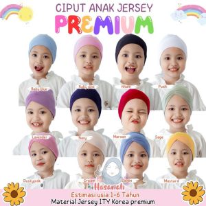 Ciput anak jersey premium ciput bandana kerut anak
