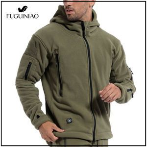 FUGUINIAO แจ็กเก็ตลายพรางผ้าฟลีซสําหรับผู้ชายแจ็กเก็ตยุทธวิธีลายผิวฉลามพิเศษสําหรับใส่กลางแจ้งกันลมและกันฝน
