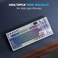 RK ROYAL KLUDGE RK คีย์บอร์ดแบบกลไก M87ไร้สาย/บลูทูธ/2.4G/USB-C คีย์บอร์ดเล่นเกมปะเก็นแบบถอดเปลี่ยนได้พร้อมหน้าจอสี TFT. 