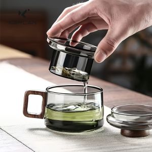 1pc200ml/6.76ozKAPLAN Multifunctional Glass Tea Cup with Filter Bubble - Heat Resistant Reusable Suitable for Home and Office Use Perfectly Suited for Loose Leaf Tea Holiday Gifts Couple Gifts Must-have in the Office Party Gift