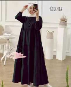 Dwita Gallery Kirania Dress Pakaian Dress Wanita Gamis Polos Rayon