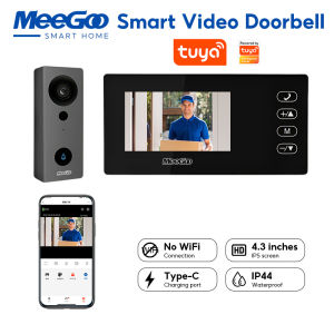 MeeGoo ออดวิดีโอไร้สาย 4.3 นิ้วหน้าจอ ไอพีเอส มุมกว้างพิเศษ นางฟ้าออดกล้องที่มีจอภาพอินฟราเรด กลางคืน วิสัยทัศน์ ออดหนึ่