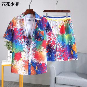 Bộ Đồ Nam Thời Trang Bộ Đồ Ngắn Tay Bộ Hai Món Áo Thun + Quần Đùi Thường Ngày Mới 2022