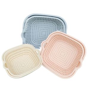 Set 3 Rổ kèm chậu nhựa 6 món vuông cao cấp cao cấp Hokori