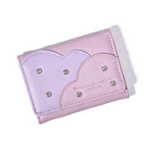 BELLERY PU Leather Studded  Wallet Rivet Card Holder Womens Short Purse Creative Portable PU Trifold Wallet Girls