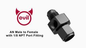 EVIL ENERGY 3AN Male Flare to -3 Female Swivel with 1/8" NPT Gauge Port Fuel Pressure Take off Fitting Adapter Aluminum