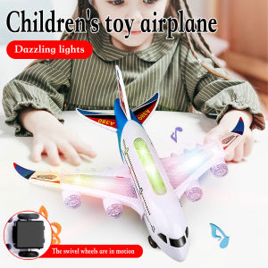 Aircraft Toy 360 Rotation flash light sound A380 Airplane Moving Flashing Lights Model Toy Hand-on Ability Energy-saving Kids Toy Electric