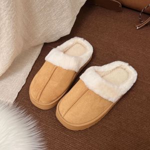 Qiaoyuluo Dép len mềm dài mùa thu và mùa đông Nữ Giày cotton bít mũi đế dày mới dễ phối