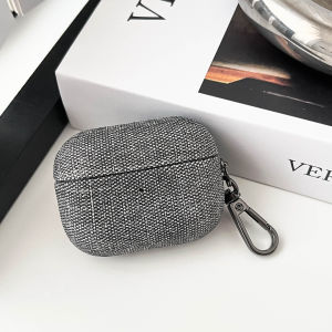 สำหรับ Airpods Pro2เคสป้องกันผ้าลาย Airpods3/2เคสป้องกันหนัง PU เคสหูฟังยีนส์