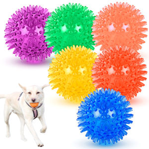 Popularball tpr Squeaky Spiky Football Chew Toy for Teeth Cleaning and Interactive Training for Dogs