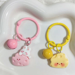 [haoh] Cute Cartoon Cheese Keychain Creative Lovely Bag Pendant Keyring Girls Schoolbag Decoration For Friendship Gifts