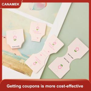 【CANAMEK 】 50PCS Pink Flower Fold Packing Cardboard Display Cards For Handmade Necklace Bracelet Headwear Hairband Retail Hanging Labels