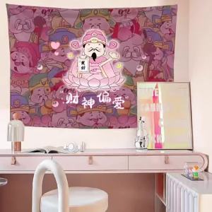 ins Wind Princess please get rich worker cartoon cute dormitory bedroom headboard decoration hanging cloth background cloth