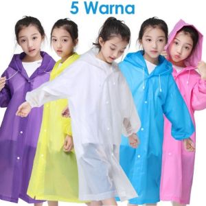 Jas hujan anak eva Ponco Polos Best Raincoat Mantel terusan kancing TC01