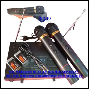 N109 MIC WIRELESS DUAL AW 616 MIK SEPASANG HANDLE PEGANG DOBEL SET MIX WIRELES MIKROPHONE PRO NIRK