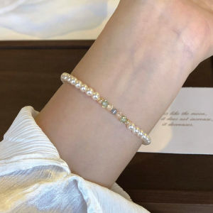 paperclip bracelet 18k pawnable Natural freshwater pearl colored zircon bracelet Women Fine Bangle Bracelets