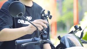 TELESIN Double Headed Dual Crab Clamp Motorcycle Bike Monopod Bicycle Handlebar Invisible Stick Mount for Action Camera