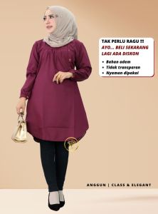 Baju Atasan Tunik Polos Wanita Remaja Bahan Katun Toyobo Terbaru Premium Adem Santri Santriwati B8