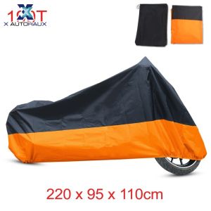 X AUTOHAUX XXXL Black Orange Motorcycle Cover Outdoor Waterproof Rain Dust UV Protector
