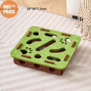 Felt Cat Toy Puzzle Box Maze with Bell Balls Indoor Hunting Exercise Self Entertainment