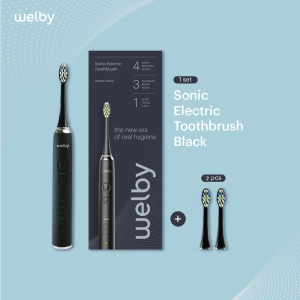 Welby Electric Toothbrush PRO Black Sikat Gigi Elektrik + Brush Head
