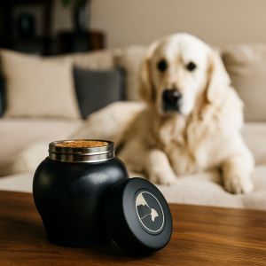 SHUSHABA ดำ โกศขี้เถ้าสัตว์เลี้ยง นержักรส ป้องกันความชื้น โกศเผาศพสุนัข ของใช้สำหรับงานศพสัตว์เลี้ยง ขวดปิดผนึก ภาชนะเก็บขี้เถ้า สำหรับหนูแฮมสเตอร์ สุนัข แมว