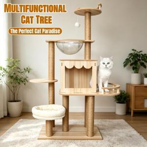 Cat condo cat pole Scratching With Tree Space Pod Cat Condo Wooden Cat House Cat scratcher post Cat toy/Pet Large Condo