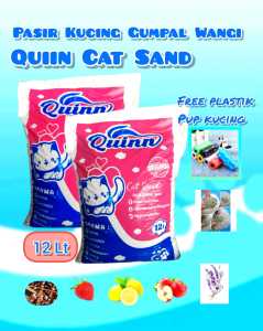 Promo Expres-12 Liter Pasir Kucing Gumpal Wangi QUINN Cat Litter Anti Bakteri-Free Plastik Pup 1 Rol