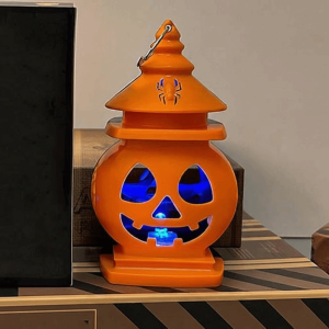 K0K4DQ Double-Sided Pumpkin Lantern Button Cell Battery-Powered LED Glowing Pumpkin Decor Festival Lantern Vintage Halloween Light Party